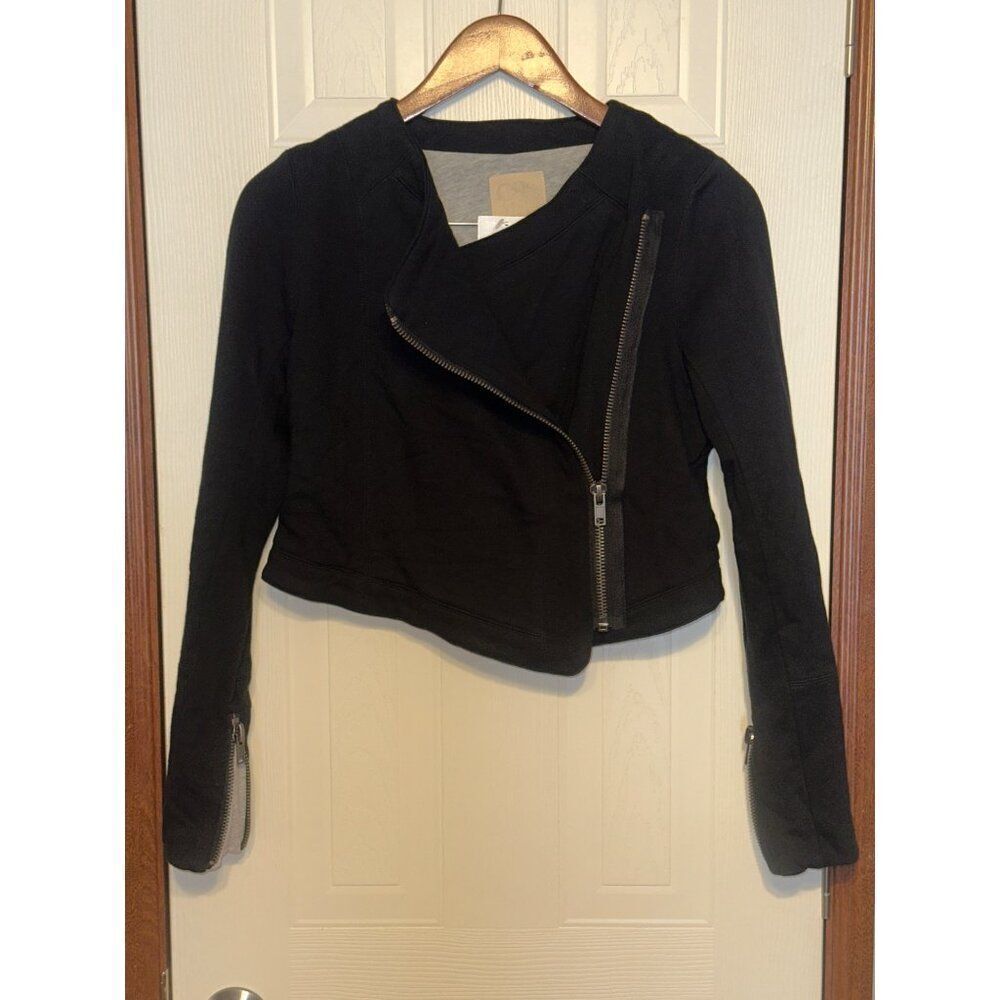 Chaser Black Cropped Asymmetrical Moto Jacket